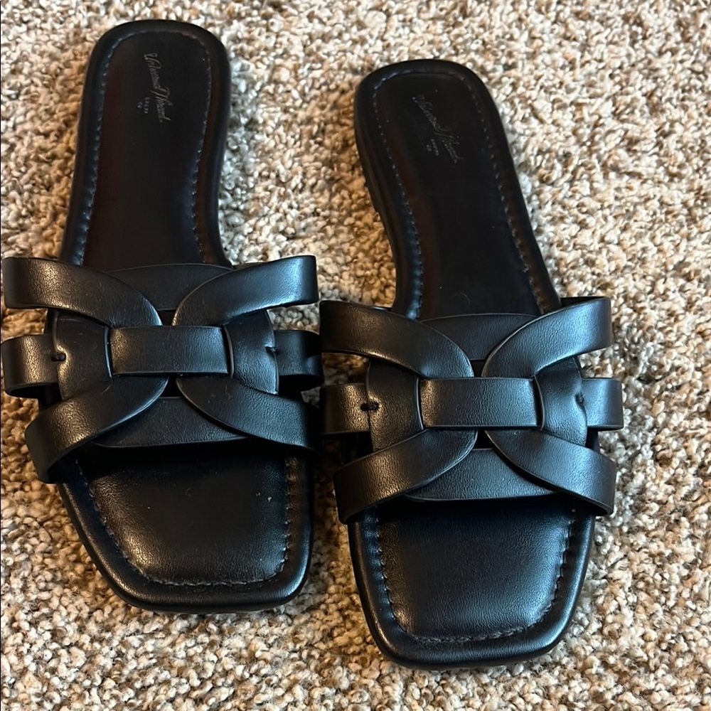 Women's Black Leather Sandals